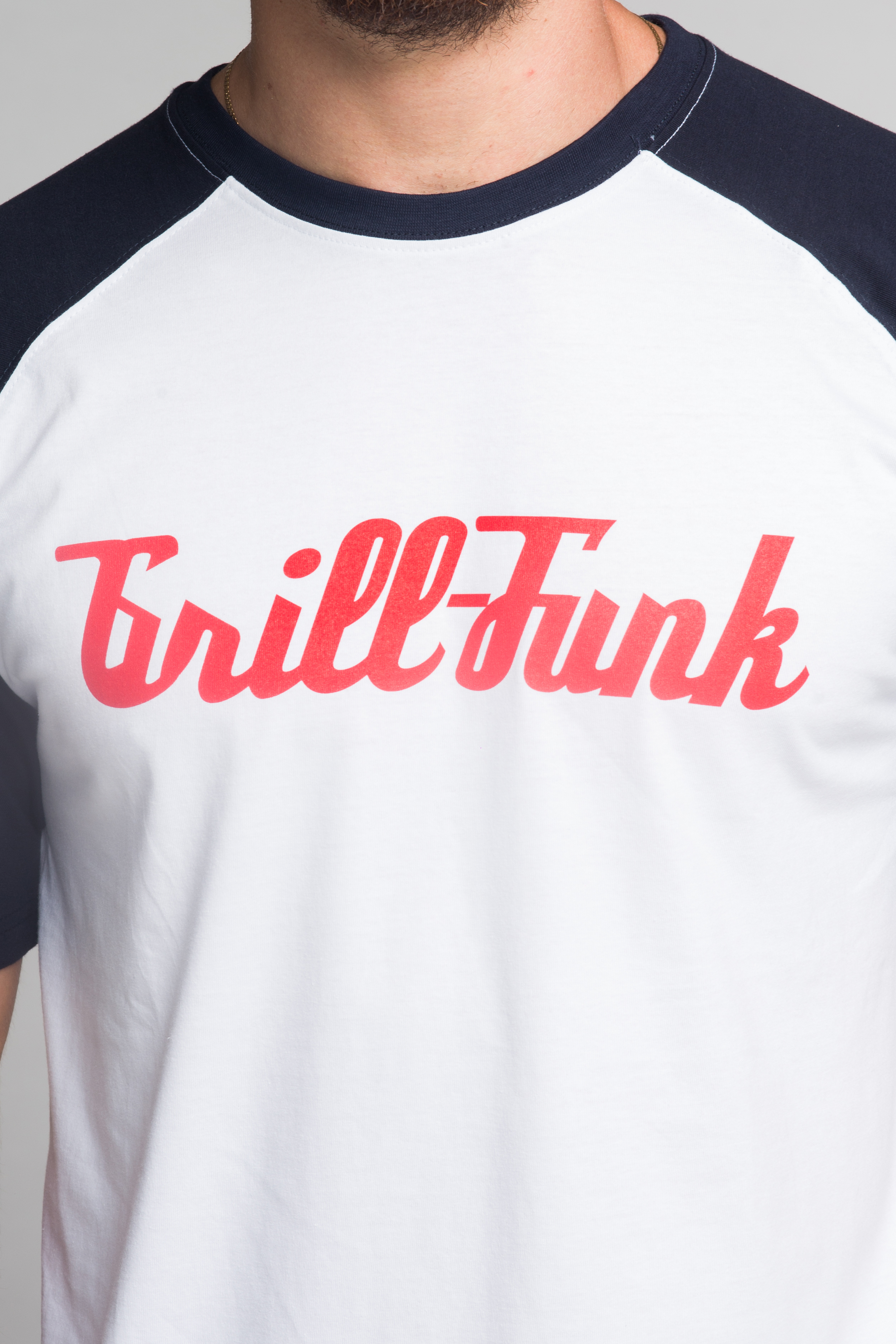 T-shirt męski Grill-Funk Contrast - biało/granatowa