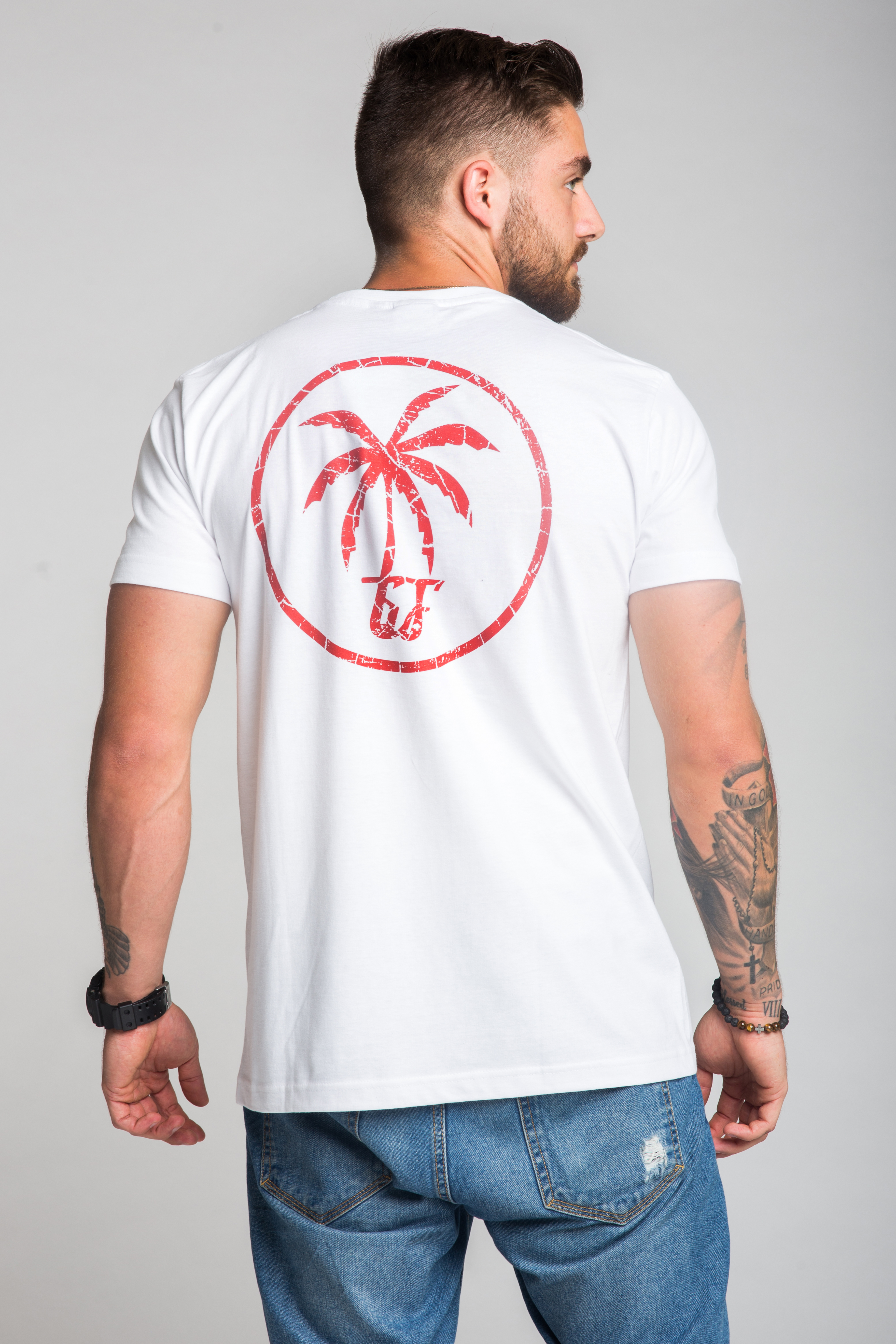 Koszulka męska Grill-Funk Big Palm Tree - biała